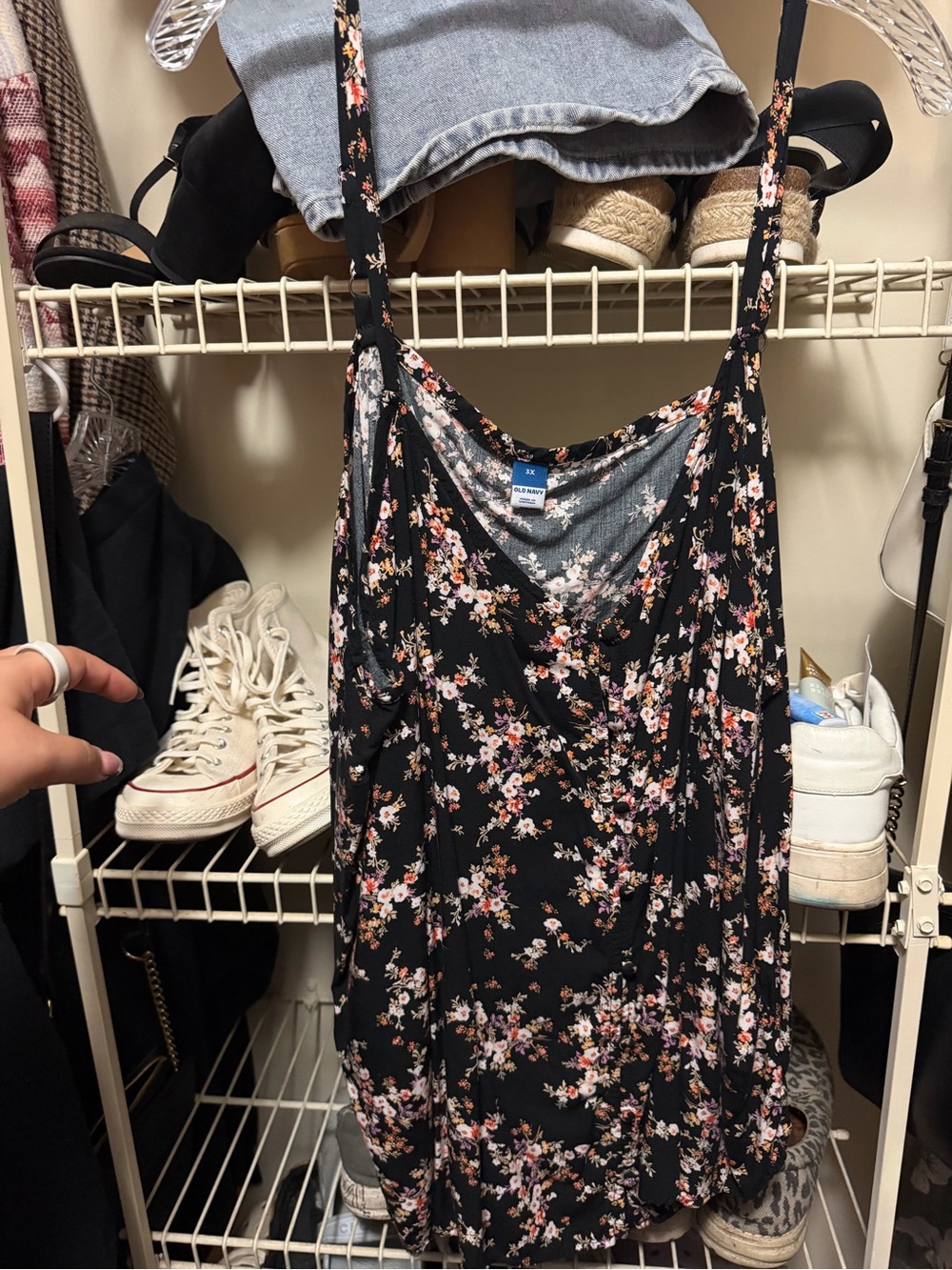 Old Navy Black Floral Spaghetti Strap Camisole